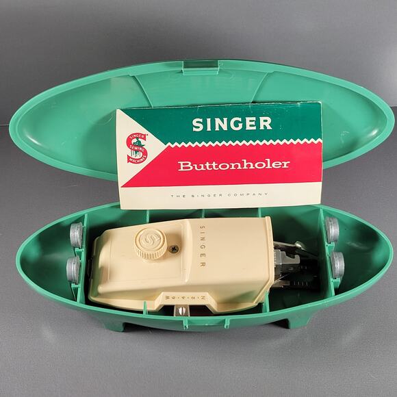 Vintage Singer Buttonholer Attachment with Case and Manual 489500 USA 1960 - Picture 1 of 15